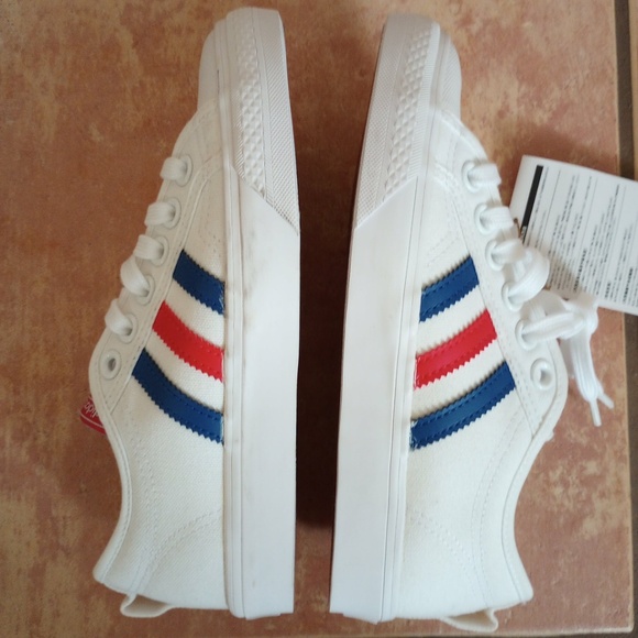NEW Adidas NIZZA canvas shoes with blue and red stripes size 4.5 - Picture 6 of 9